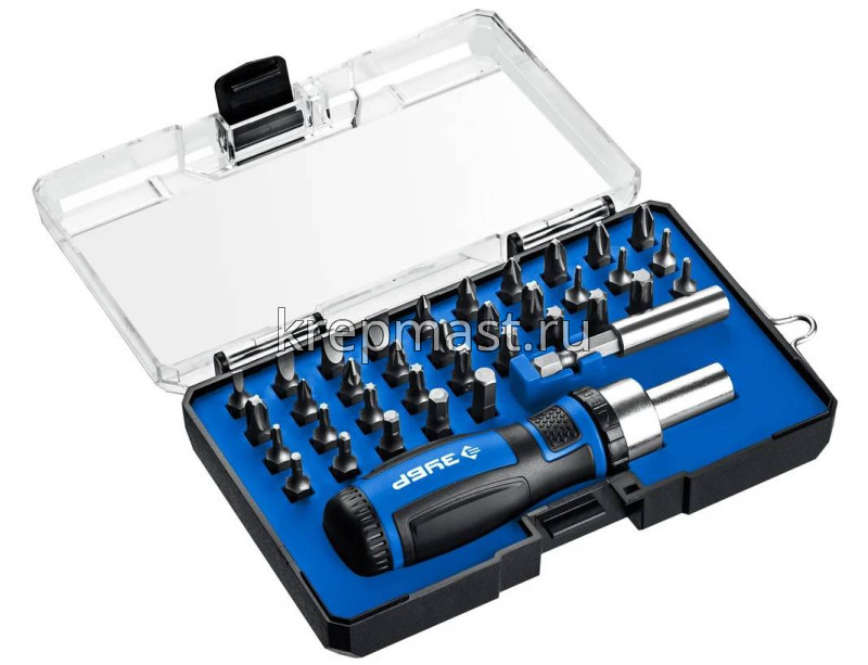 Отвертки-набор ЗУБР КОМПАКТ-37 реверсивная c насадками