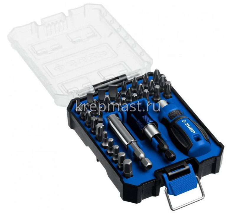 Отвертки-набор ЗУБР КОМПАКТ-34 c насадками