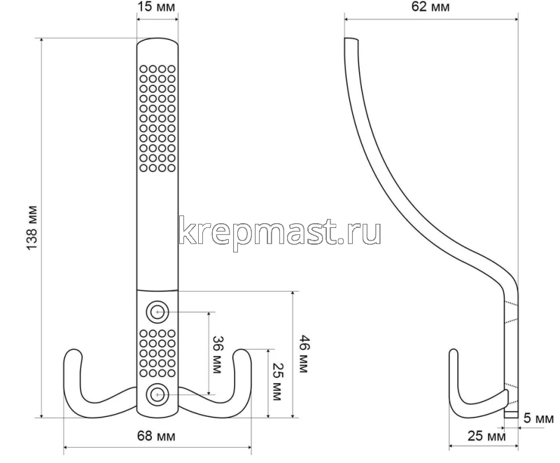 Крючок 212 А WW матовый белый СТАНДАРТ