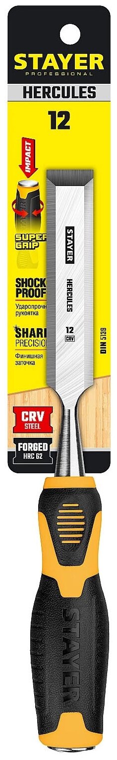 Стамеска FIT/ STAYER двухцв.мягкая ручка 12мм