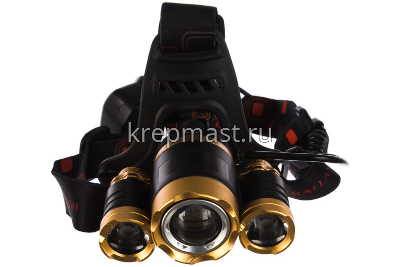 Фонарь ULTRAFLASH налобный аккум. золото/черный 3LED