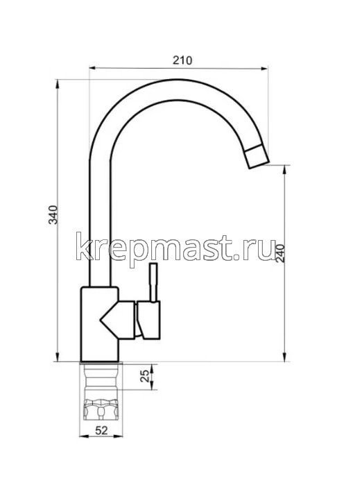 Смеситель д/кухни SUS124BL-017F с высоким поворот. изливом НЕРЖАВЕЮЩИЙ