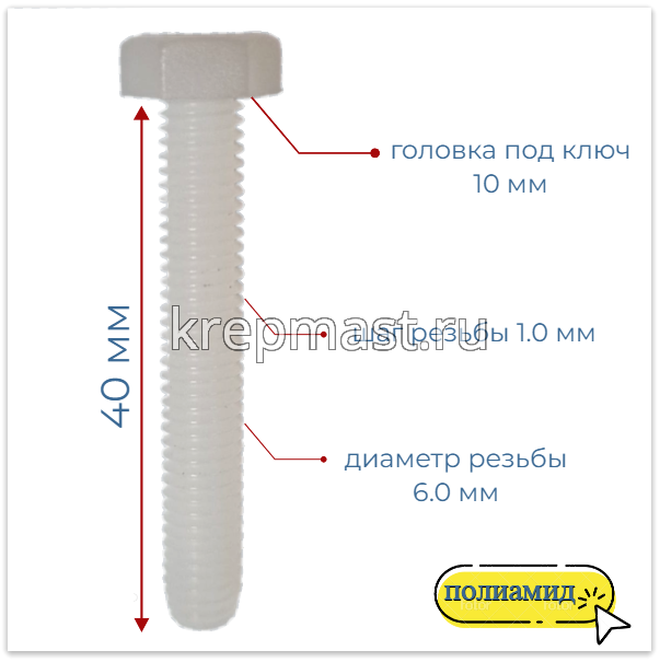 КОМПЛЕКТ (болт DIN 933 6х40 + гайка DIN 555 м6 + шайба DIN 125 6мм)