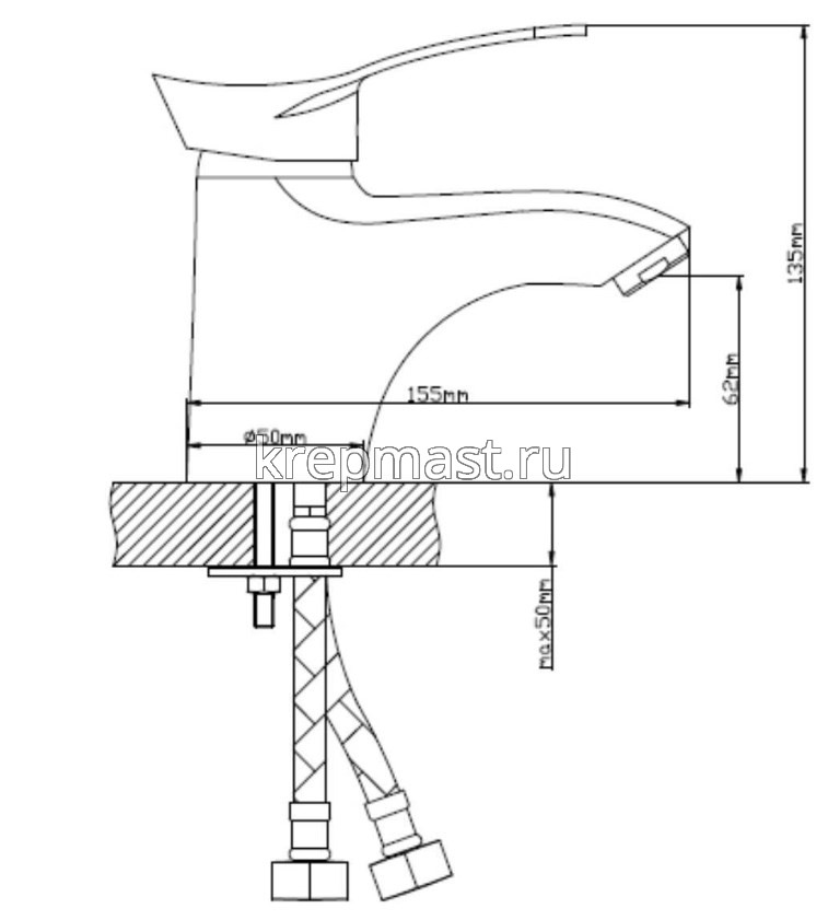 Смеситель д/умывальника B8173-1 латунь