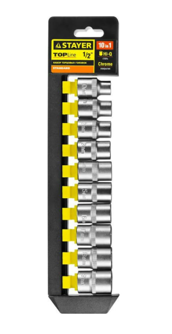 Набор STAYER головок торцевых 1/2" (10-19мм) 10пред.