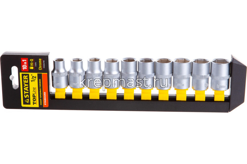 Набор STAYER головок торцевых 1/2" (10-19мм) 10пред.